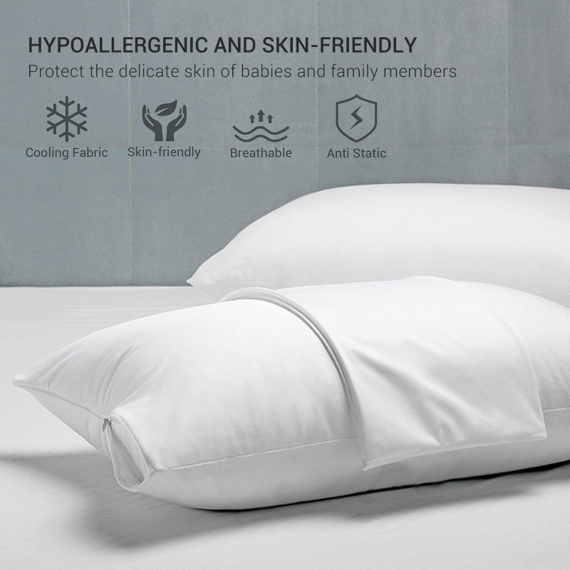 Marchpower Cooling Pillow Cases for Hot Sleepers Queen Size, Japanese Arc-Chill Cool Pillow Cases Double Design 2 Pack, Zipperd Breathable Skin-Friendly Cooling Pillowcase (20 X 30 inches)-White - Image 5